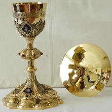 Solid silver gilt antique French Gothic Chalice.